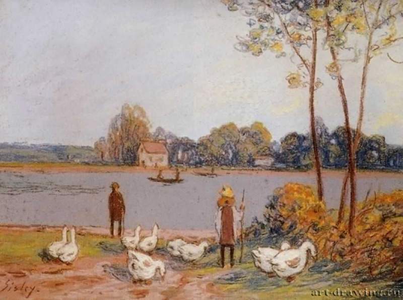 У реки Луэн, 1896 г. - Пастель. Музей изящных искусств. Руан. Франция.