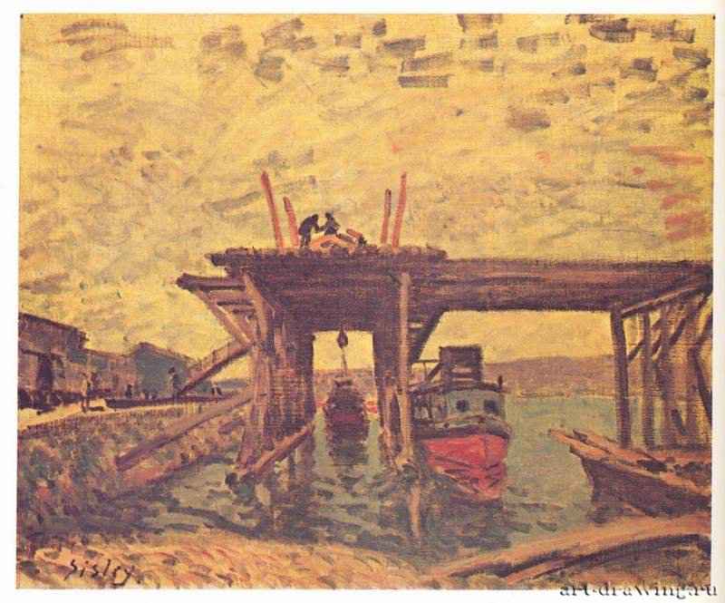 Строительство моста. 1885 - 46 x 55 смХолст, маслоИмпрессионизмФранцияКопенгаген. Ордрупгордское собрание