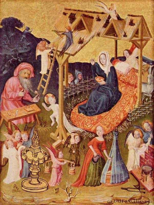 Святое семейство с ангелами. 1420 * - 25 x 19 смДубовая доскаГотикаГерманияБерлин. Государственные музеи