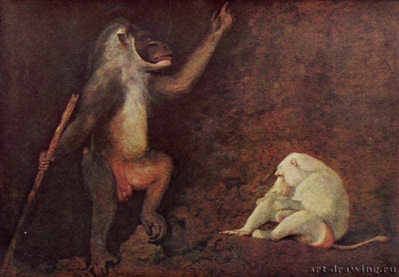 Павиан и макака-альбинос. 1780 * - 69,8 x 99,1 смКартонРомантизмВеликобританияЛондон. Королевская Хирургическая Академия Англии