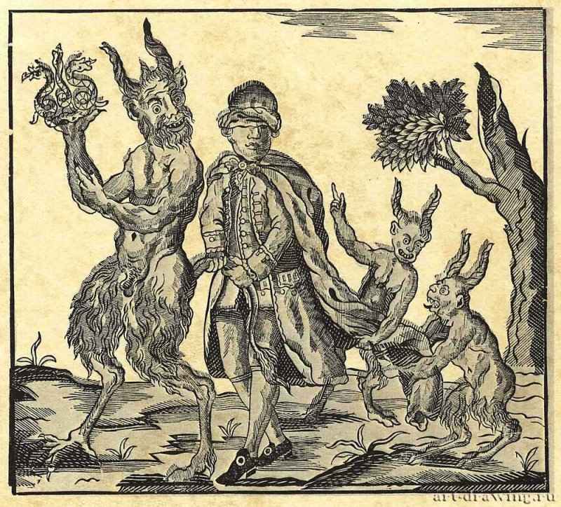 Граф Струнсе во власти Дьявола. 1772 - 292 х 330 мм. Ксилография. Копенгаген. Государственный художественный музей, Королевское собрание графики. Дания.