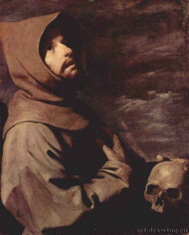 Молящийся св. Франциск с черепом. 1658 * - 64 x 53 смХолст, маслоБароккоИспанияМюнхен. Старая пинакотека
