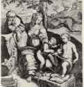 Святое семейство под дубом. 1570-1583 - 476 х 383 мм. Резцовая гравюра на меди. Вена. Собрание графики Альбертина. Италия.
