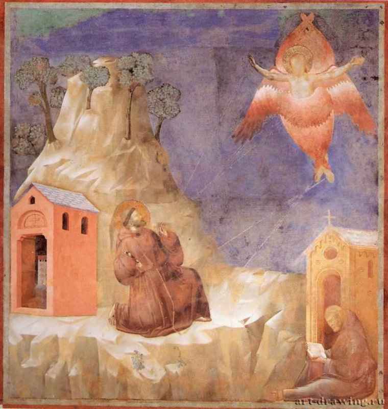 Стигматизация св. Франциска, 1295 - Фреска. Ассизи. Сан Франческо, верхняя церковь.