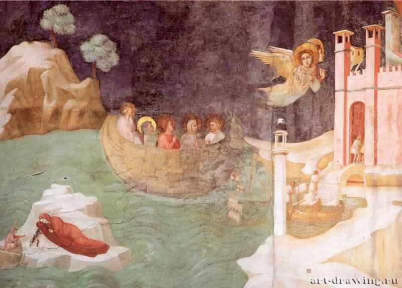 Прибытие Св. Марии Магдалины в Марсель. 1310 - Фреска. Ассизи. Сан Франческо, нижняя церковь.