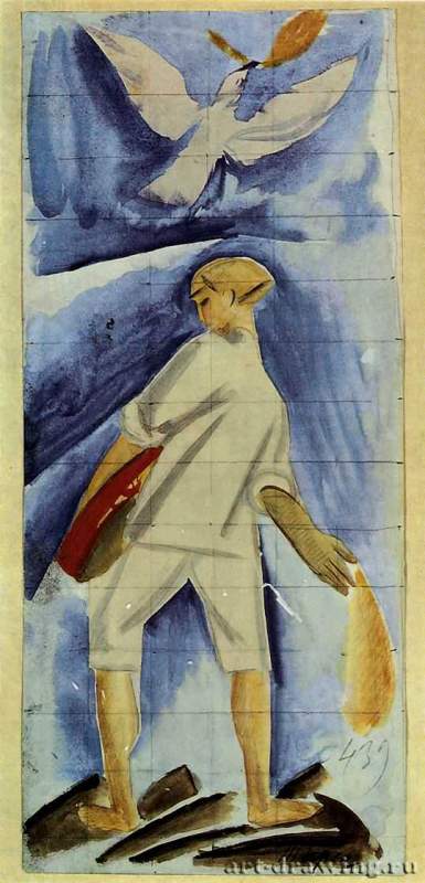 Сеятель, 1918 г. - Бумага, акварель, тушь; 27,9 x 12,4 см. Россия.