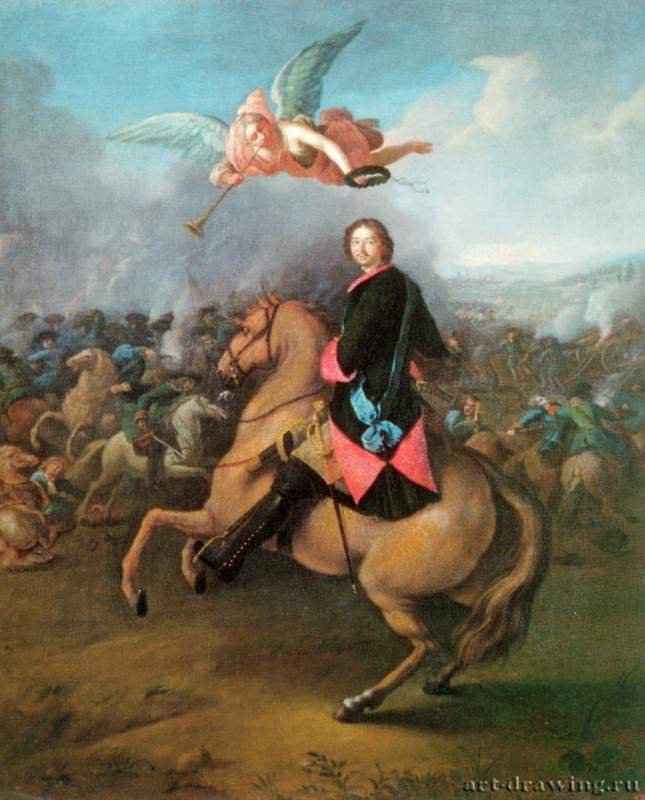 Петр I в Полтавской битве. 1724 - 76 x 63,5 смХолст, маслоРоссия (Россика)Санкт-Петербург. Государственный Русский музей
