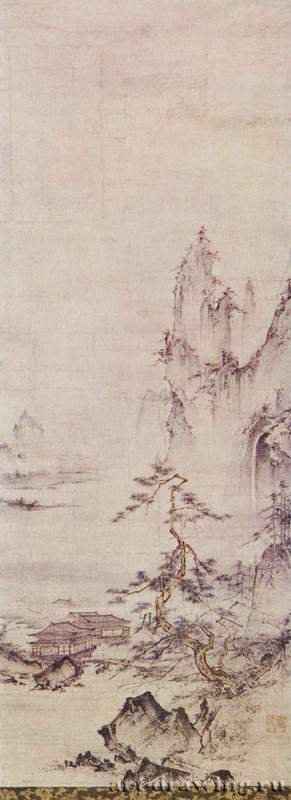 Пейзаж. 1450 * - Высота 90 смБумага, чернила, краскиЯпонияСиэтл. Музей искусств