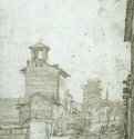Виа Панисперна в Риме. 1609 - Коричневые чернила, перо. 24,7 x 19,7. Риксмузеум. Амстердам.