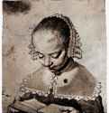 Молодая девушка, читающая книгу. 1630-1635 - Терборх Старший, Герард (1584  - 1662).Перо и размывка серым и коричневым, сангина, на бумаге. 97 x 89 мм. Риксмузеум. Амстердам.