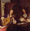 Девушка, играющая на лютне. Вторая треть 17 века - 36,5 x 31 см. Дуб. Дрезден. Картинная галерея. Голландия.
