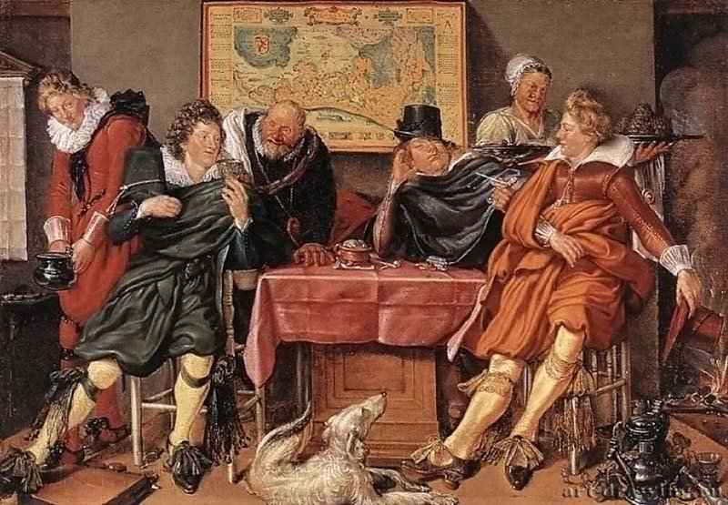 Весёлая компания. 1617-1620 - Холст, масло. Музей Бойманс ван Бейнинген. Роттердам.