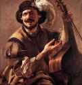 Смеющийся наёмник с виолой и стаканом. 1625 - Холст, масло. 104,8 x 85,1. Королевское Собрание. Виндзор.