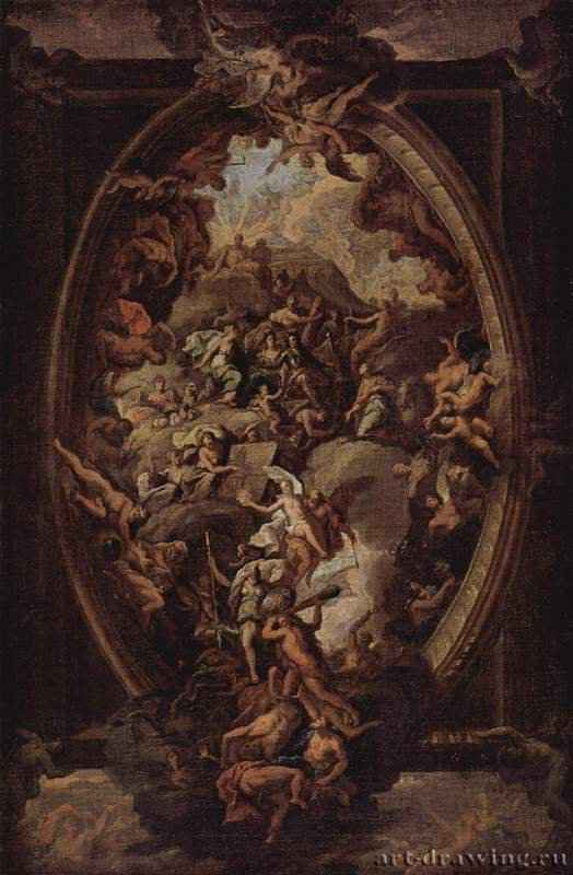 Эскиз к плафону Гринвичского госпиталя. 1708 - 96,5 x 66 см. Холст, масло. Рококо. Великобритания. Лондон. Музей Виктории и Альберта.