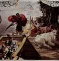 Спутники Одиссея похищают коров Гелиоса. 1554-1556 - Фреска. Маньеризм. Италия. Болонья. Палаццо Поджи.