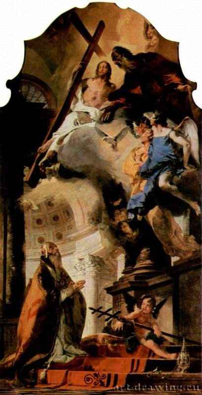 Папа Климент I, молящийся Троице. 1737-1738 - 488 x 256 смХолст, маслоРококоИталияМюнхен. Старая пинакотека