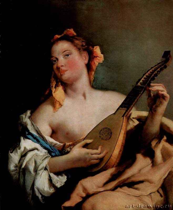 Женщина с мандолиной. 1758-1760 * - 93 x 74 смХолст, маслоРококоИталияДетройт (штат Мичиган). Институт изящных искусств