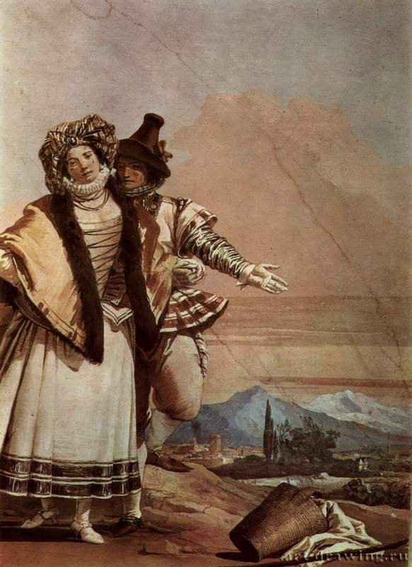 Фрески из виллы Вальмарана в Виченце. Объяснение в любви. 1757 - ФрескаРококоИталияВиченца. Вилла Вальмарана