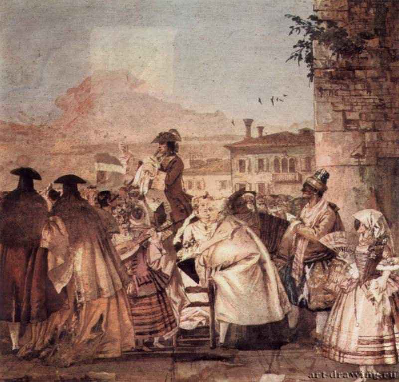 Фрески из виллы Вальмарана в Виченце. Ярмарочный зазывала. 1757 - ФрескаРококоИталияВиченца. Вилла Вальмарана
