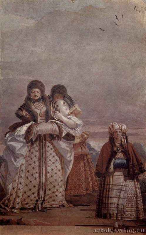 Фрески из виллы Вальмарана в Виченце. Зимняя прогулка. 1757 - ФрескаРококоИталияВиченца. Вилла Вальмарана