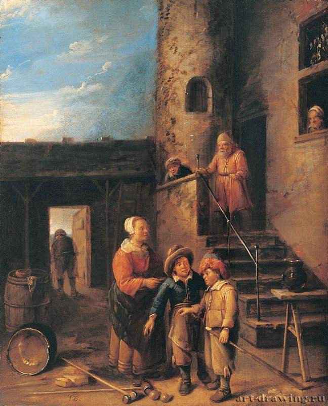 Игроки в шары. 1650 - 34,1 х 27,1 см. Дерево, масло. Москва. ГМИИ им. А.С. Пушкина.