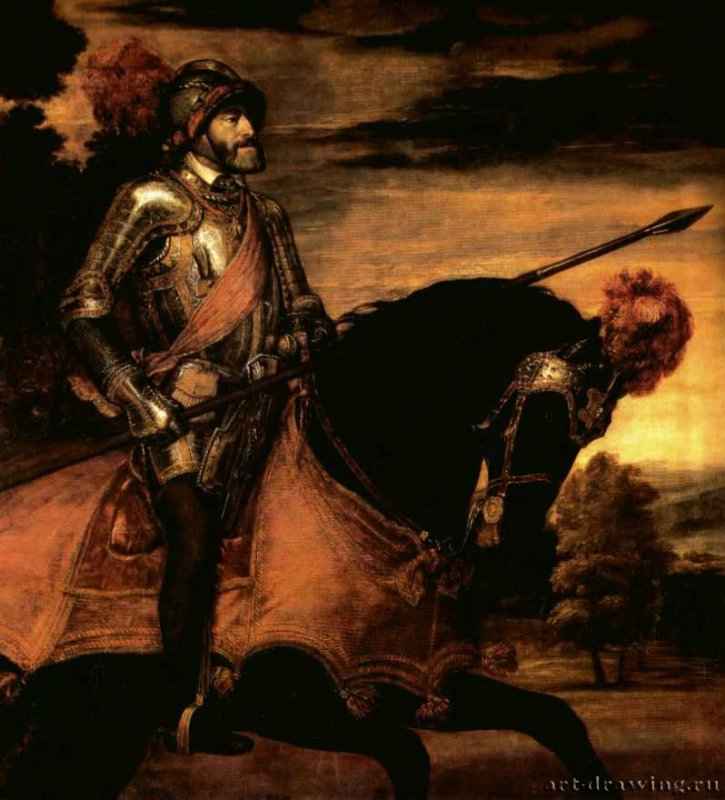 Император Карл V после сражения при Мюльберге, деталь. 1548 - Тициан Вечелио: 332 x 279 см. Холст. Мадрид. Прадо.