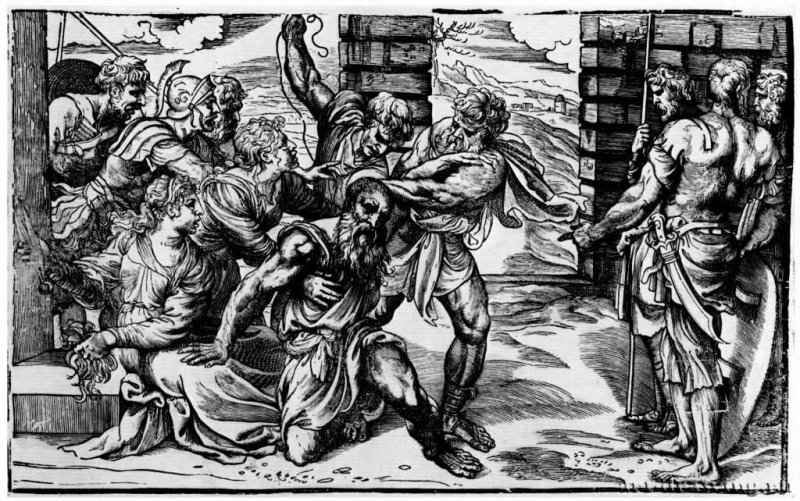 Пленение Самсона. 1540-1545 - Тициан Вечелио: Гравер - Больдрини, Николо. 310 х 503 мм. Ксилография. Берлин. Гравюрный кабинет.