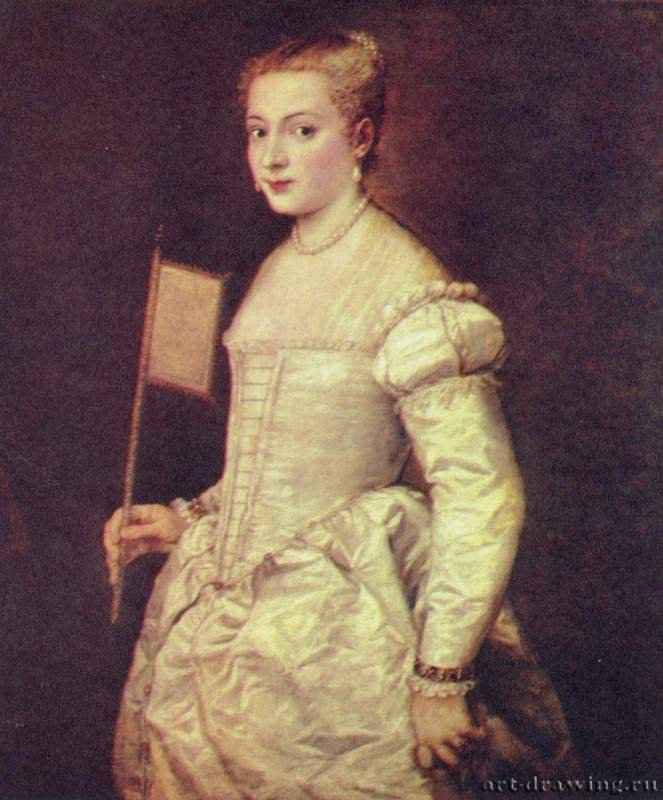 Портрет дамы в белом. 1555 - 102 x 86 см. Холст, масло. Возрождение. Италия. Дрезден. Картинная галерея.