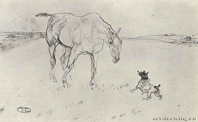 Лошадь и щенок. 1898 - 140 х 280 мм Литография Постимпрессионизм Франция