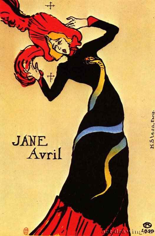 Джейн Авриль. 1899 - Литография, плакат Постимпрессионизм Франция
