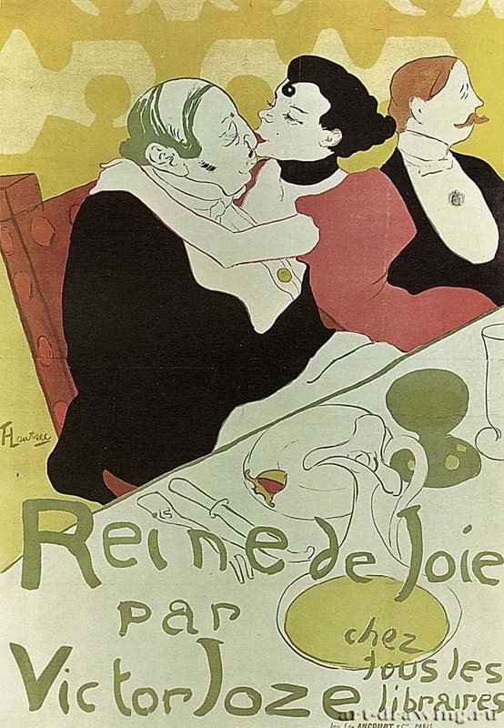 Плакат книги "Королева радости" Виктора Жоза. 1892 - 1300 х 895 мм Цветная литография Постимпрессионизм Франция