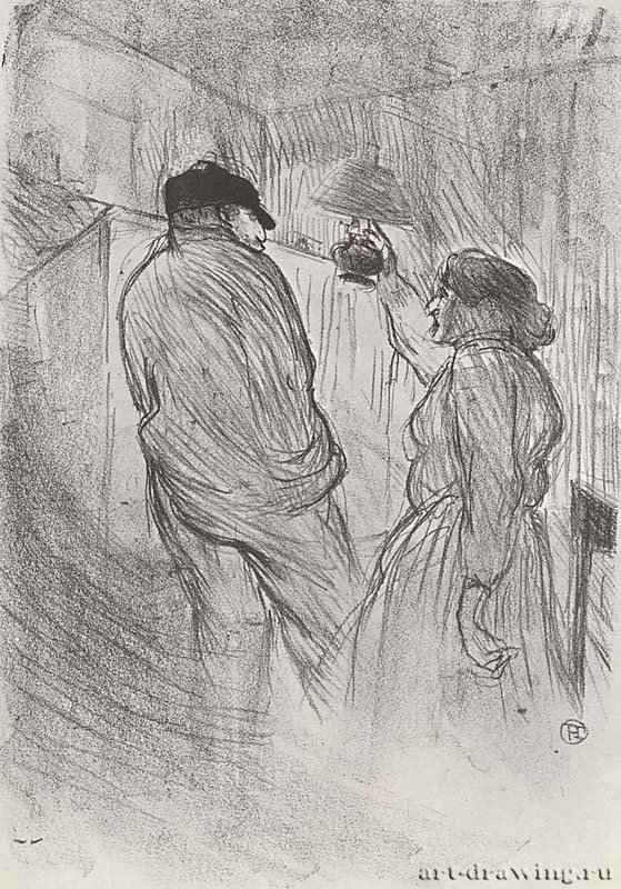 Антуан и мадам Савий в пьесе "Тревога". 1894 - 369 х 264 мм Литография Постимпрессионизм Франция
