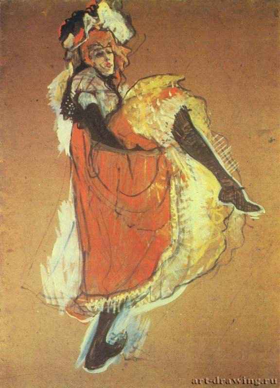 Танцующая Джейн Авриль, эскиз к плакату "Жарден де Пари" 1893 - 99 x 71 смГуашь, картонПостимпрессионизмФранцияПариж. Собрание С. Ниархоса