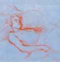 Спящая в постели женщина. 1896 - 375 х 480 мм Сангина на голубой бумаге Роттердам. Музей Бойманса - ван Бёйнингена Постимпрессионизм Франция