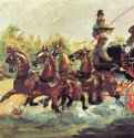 Граф Альфонс де Тулуз-Лотрек правит упряжкой из четырех лошадей. 1881 - 38,5 x 51 смХолст, маслоПостимпрессионизмФранцияПариж. Музей Малого дворца