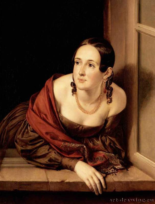 Женщина в окне (Казначейша) 1841 - 87,5 x 68 смХолст, маслоРоссияСанкт-Петербург. Государственный Русский музей