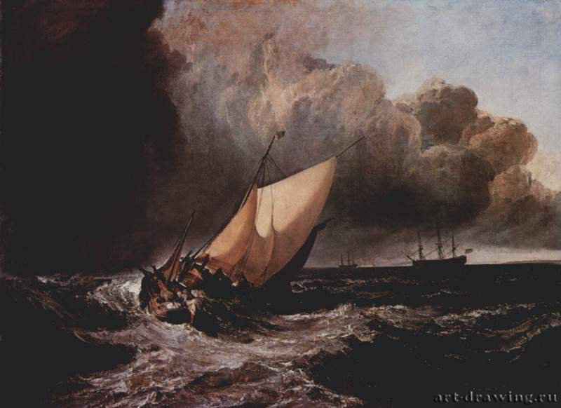 Голландские рыбачьи лодки, застигнутые бурей. 1801 - 162,5 x 222 см. Холст, масло. Романтизм. Великобритания. Великобритания. Частное собрание.