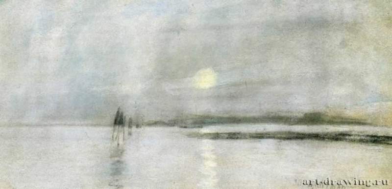 Лунный свет, Фландрия, 1885 г. - Пастель, бумага. Частное собрание. США.