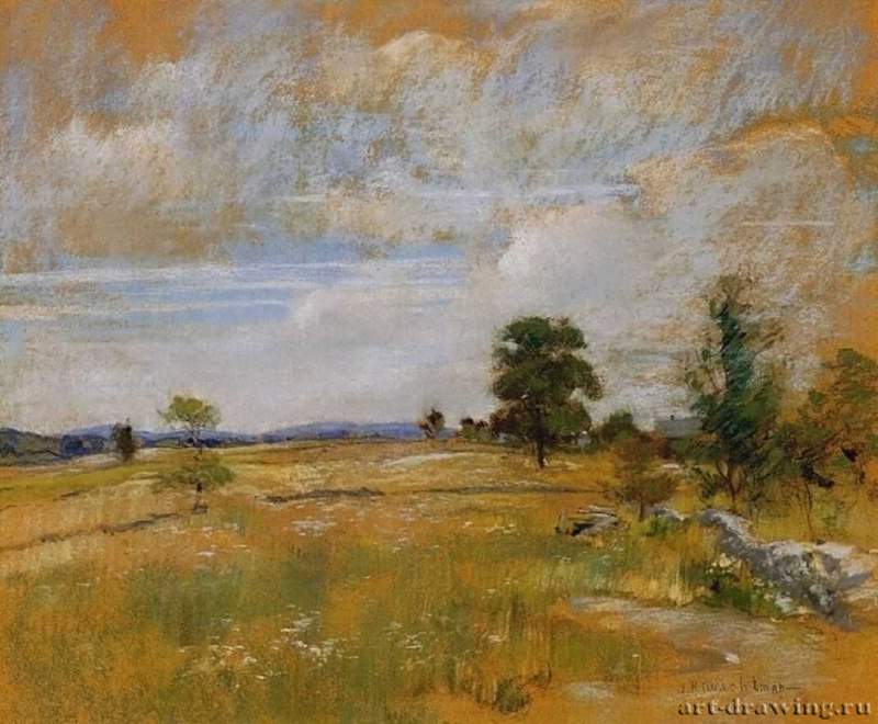 Пейзаж в Коннектикуте, 1889 - 1891 г. - Пастель, бумага на холсте. Частное собрание. США.