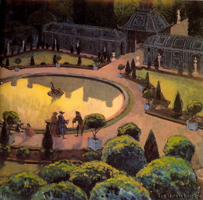 Оранжерея, 1906 г. - Белила на картоне, гуашь. Государственная Третьяковская галерея.