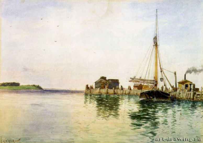 Гавань. Конец 1880-х. - Акварель. Нью-Йорк. Бруклинский музей. США.