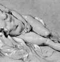 Лежащая обнаженная. 1640 - Черный мел, подсветка белым, на серой бумаге 185 x 348 мм Университет, Кабинет графики Лейден