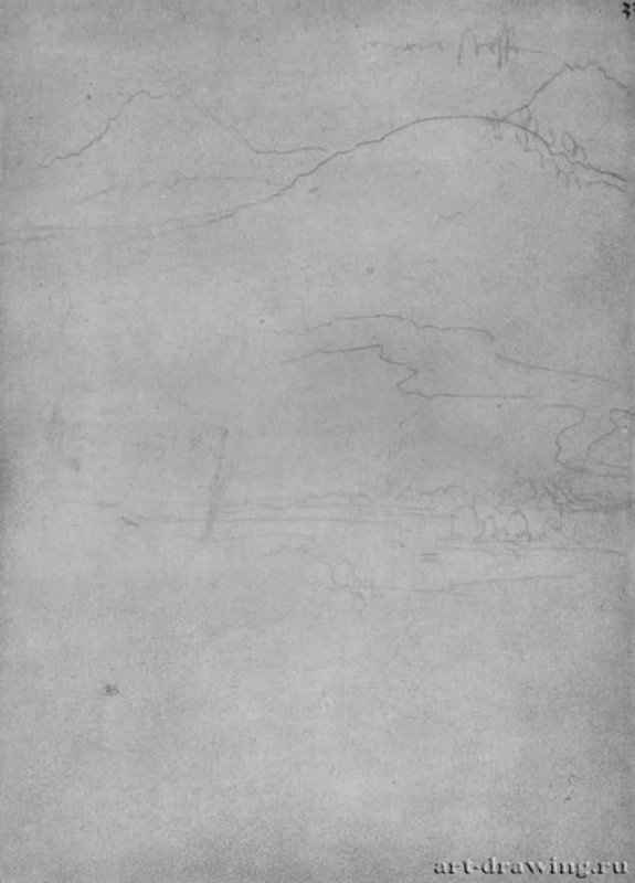 Горы над равниной. 1517-1545 - 205 х 151 мм. Серебряный штифт на бумаге. Карлсруэ. Кунстхалле, Гравюрный кабинет. Германия.