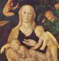 Мария в виноградной беседке. 1541-1543 - 58,9 x 44,2 см. Дерево. Возрождение. Германия. Страсбург. Музей изящных искусств.