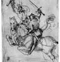 Два сражающихся всадника. 1507 - 324 х 216 мм. Перо на бумаге. Брауншвейг. Музей герцога Антона-Ульриха, Гравюрный кабинет. Германия.