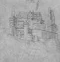 Замок Вайнсберг. 1514-1515 - 121 х 115 мм. Серебряный штифт на бумаге. Карлсруэ. Кунстхалле, Гравюрный кабинет. Германия.