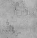 Замок немецкого ордена Весте Хорнбек в Некаре. 1515 - 199 х 135 мм. Серебряный штифт на бумаге. Карлсруэ. Кунстхалле, Гравюрный кабинет. Германия.