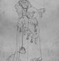 Молодая женщина, играющая на лютне. 1525-1530 - 149 х 97 мм. Серебряный штифт на бумаге. Копенгаген. Государственный художественный музей, Королевское собрание графики. Германия.