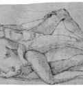 Отдыхающая обнаженная любовная пара. 1527 - 160 х 311 мм. Перо на бумаге. Штутгарт. Государственная галерея, Собрание графики. Германия.