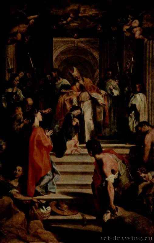Введение во храм. 1579 - Холст, масло Маньеризм Италия Рим. Новая церковь